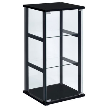 Cyclamen 3-shelf Glass Curio Cabinet Black and Clear Curio Cabinet Clear