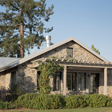 Two Belles Napa Family Compound- Farmhouse, old stone building, red barn