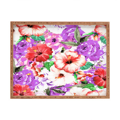 83 Oranges Purple Floral Rectangular Tray