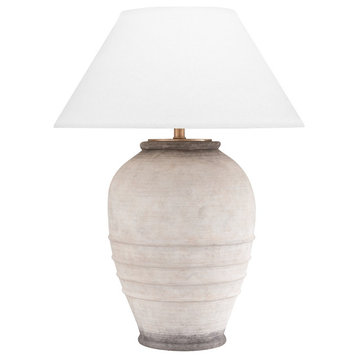 Decatur 1 Light Table Lamp, Ash Finish, White Belgian Linen Shade