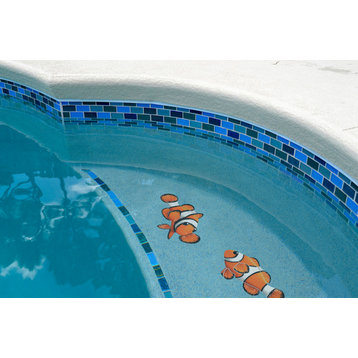 Clown Fish Ceramic Swimming Pool Mosaic, 5"x9" Left