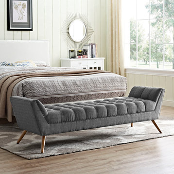 Response Upholstered Fabric Bench, Gray