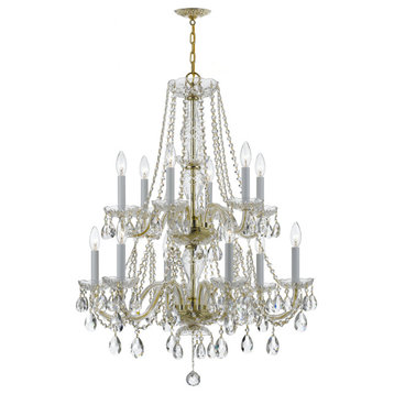 Crystorama 1137-PB-CL-MWP 12 Light Chandelier in Polished Brass