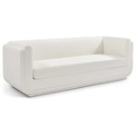 Meridian Furniture - Kimora Linen Textured Fabric Upholstered Sofa, Cream - Upgrade your space with this cream Kimora linen textured fabric sofa that offers a touch of luxury that's as cozy as it is chic. The tactile softness of the fabric adds to its appeal, ensuring that you not only sit in style but in comfort as well. The rounded arms add a contemporary touch and ensure a snug seating experience for relaxing with your favorite book or watching TV. Its sleek and versatile modern design complements any decor, making it a fantastic addition to your room.