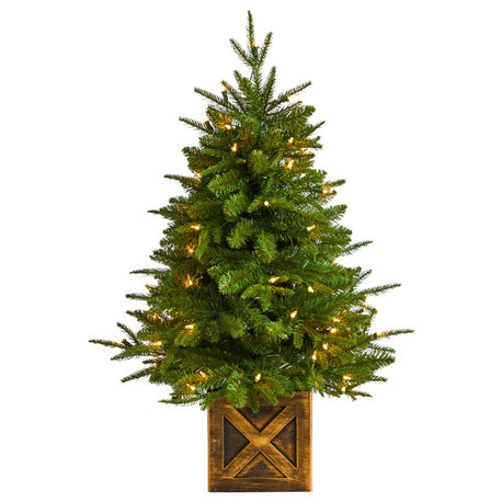 3' Finl&Fir Faux Xmas Tree, Planter W/272 Bendable Branches &50 White Lights