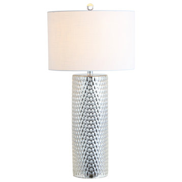 Isabella 30" Glass Table Lamp, Silver