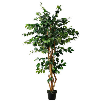 Serene Spaces Living Faux Ficus Tree in Black Pot, 5'