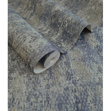 Scratched Concrete Textured Non Woven Wallpaper, Navy, Double Roll