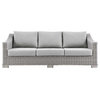 Conway Outdoor Patio Wicker Rattan Sofa, Light Gray/Gray