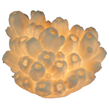 White Faux Tube Coral Decorative Coastal Art Accent Lamp