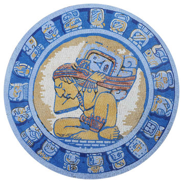 Mosaic Medallion, Mayan Calendar, 24"x24"