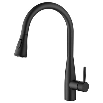Bari-T Single Handle Pull Down Faucet, Matte Black, Without Soap Dispenser