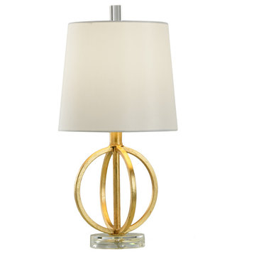 Golden Flora Table Lamp, Antique Gold, Heavy White
