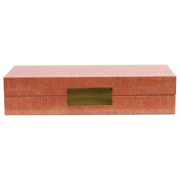 Addison Ross Lacquered Faux Croc Box, Orange and Gold