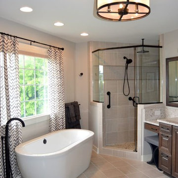 Bathroom Remodel with Cherry Slate Cabinets and Silestone Arctic Countertop