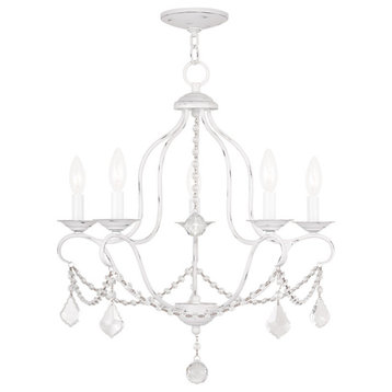 Livex Lighting 5 Light Steel Chandelier With Antique White Finish 6435-60