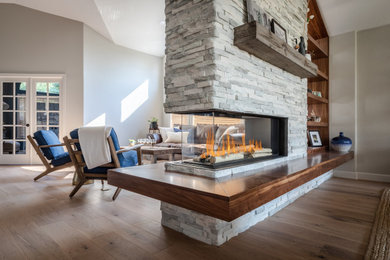Living room - modern living room idea in Denver