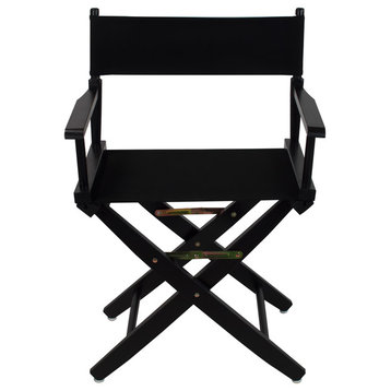 Wide 18" Director's Chair With Black Frame, Black Cover