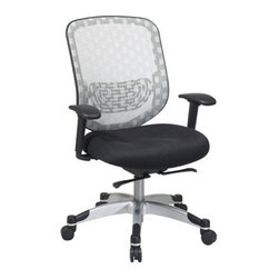 White Task Chair with Black Mesh Seat - Office Chairs