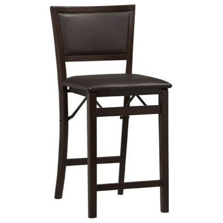 Linon Triena Pad Back Folding 25" Counter Stool in Merlot