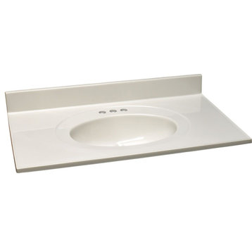 Design House 586339 37" Cultured Marble Vanity Top - White on White