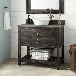 36" BENOIST RECLAIMED WOOD VESSEL SINK VANITY - ANTIQUE PINE - Bathroom Vanities And Sink Consoles
