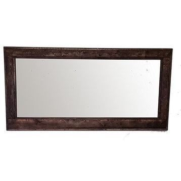 Double Vanity Herringbone Style Mirror, Red Mahogany, 60"x30"