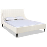 Jennifer Taylor Home - Aspen Vertical Tufted Headboard Platform Bed Set, White, Queen - A simple yet elegant look gives the Aspen Upholstered Platform Bed by Sandy Wilson Home a modern yet timeless feel. The subtle vertical channel tufting of the low headboard and simple, solid wood legs are a nod to a retro 70's look, made modern by the graceful, curved wings that sweep seamlessly into the side- and foot-panels for a completely unique platform design. Available in Queen, King and California King sizes in all the trend worthy colors from Evergreen to Ash Rose to Anthracite Black, the Aspen Bed Set is the perfect centerpiece to your master suite, guest room, or teen's room.