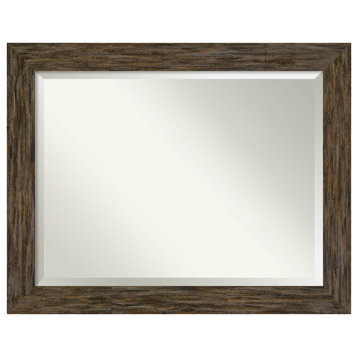 Fencepost Brown Beveled Wood Wall Mirror - 47 x 37 in.
