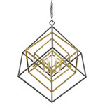 Z-lite - Z-Lite 457-4OBR-BRZ Four Light Chandelier Euclid Olde Brass / Bronze - Embrace a fancy for geometry in decor, and add this four-light chandelier to an updated space. Interjoined cubes and parallelograms fashioned from steel and given a finish in warm olde brass and bronze bring a stunning contemporary look, while romantic candelabra-style bulb mounts change up its motif.