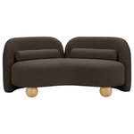 Meridian Furniture - Daphne Upholstered Chair/Loveseat/Sofa, Brown, Boucle Fabric, Loveseat - A cloud-like oasis of comfort, the Daphne brown boucle loveseat is a modern sensation. Its plush upholstery invites you to sink in and relax, while the curved design offers both support and opulence. The loveseat's unique silhouette is complemented by a choice of black or natural wooden legs, allowing you to customize it to your personal taste. Whether you're looking for a stylish accent piece or a comfortable spot to unwind, the Daphne loveseat is the perfect choice.