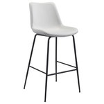 Zuo Mod - Byron Bar Chair White - Byron Bar Chair WhiteThe Bryon Bar Chair has mid century modern urban lines and looks great in any space. With a heavy duty vinyl covering and a sturdy steel frame, this bar chair fits in any home kitchen, dining area, or bar. The legs are finished in a matte black coating that is durable for hospitality use. Byron Bar Chair White Features: