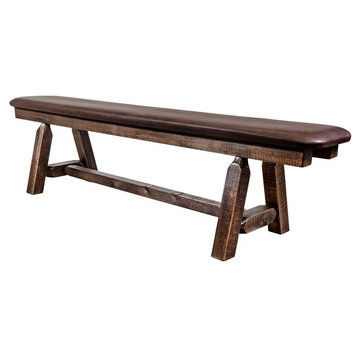 Montana Woodworks Homestead 6ft Wood Plank Style Bench with Upholstery in Brown