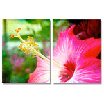 Ready2HangArt - "Hibiscus" Canvas Wall Art, 2-Piece Set - This Hibiscus was inspired by the Caribbean Island of Tortola; full of radiance. It is fully finished, arriving ready to hang at your home or office.
