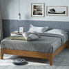 Rustic Platform Bed, Pine Finished Hardwood With Wooden Slats Support, Twin