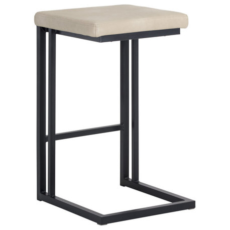 Boone Counter Stool, Black, Bravo Cream, Set of 2