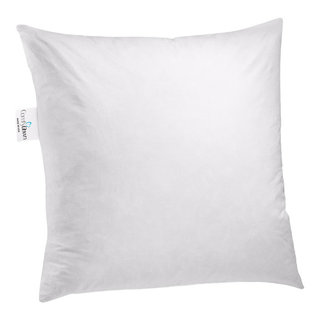 White Boucle Modern Throw Pillow with Feather-Down Insert 23 +