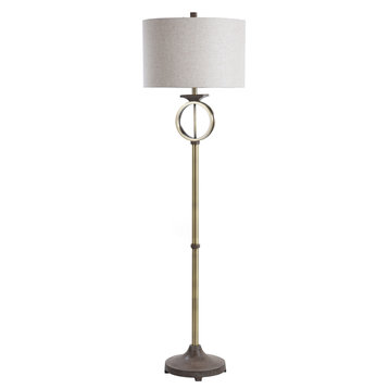 StyleCraft Brass Ring With Moulded Wood Like Accents Floor Lamp L719798DS
