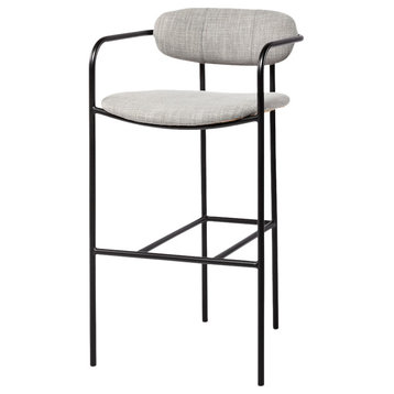 Parker Gray Fabric Seat with Black Metal Frame Bar Stool