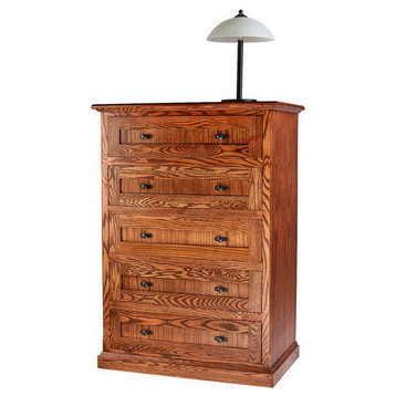 Mission Oak 5-Drawer Dresser, Honey Oak, 34w X 48h X 18d