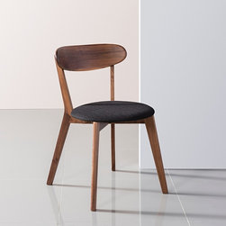 Henrik Solid Walnut Dining Chair - Black Fabric Seat - Dining Chairs