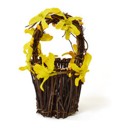 Shea's Wildflower - 6" Tall Forsythia Basket - Artificial Flower Arrangements