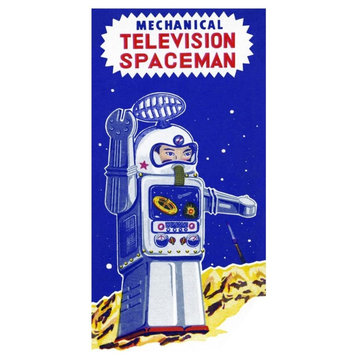 "Mechanical Television Spaceman" Digital Paper Print by Retrobot, 24"x46"