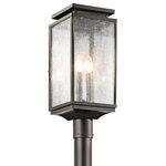 Kichler - Manningham 3-Light 21" Outdoor Post Lantern in Olde Bronze - Tall, slender Kichler Manningham outdoor lighting solutions feature rectangular lantern design adorned with panels of clear seedy glass and finished in olde bronze. Cast aluminum construction offers durability and sturdiness.  This light requires 3 , 60W Watt Bulbs (Not Included) UL Certified.