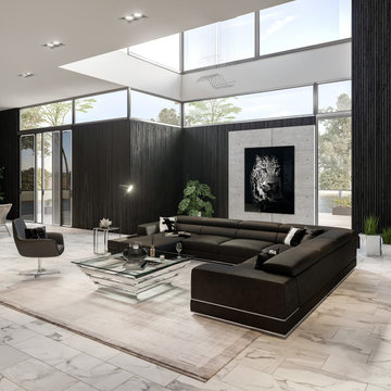 Bergamo Extended Sectional Sofa in Black