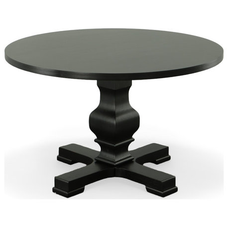 Regency Round Pedestal Table, Antique Black