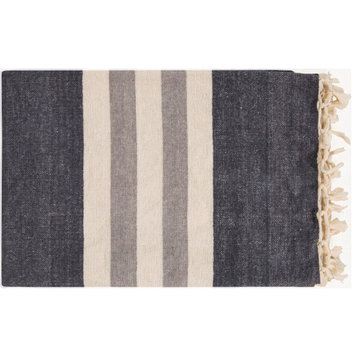 Troy by Surya Throw Blanket, Charcoal/Cream
