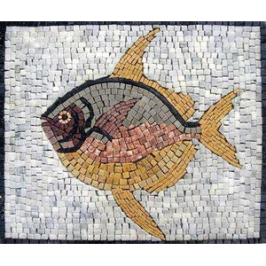 16"x 14" Animal Fish Underwater Handmade Marble Mosaic Stone Art Tile Decor 