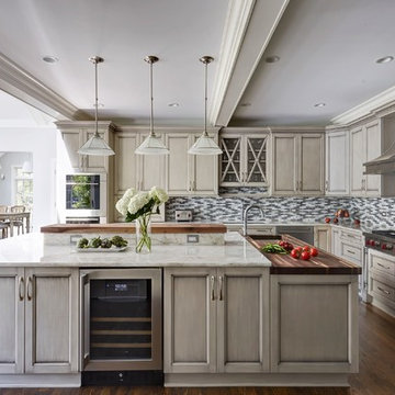 Painted Warm Grey Kitchen in Winnetka