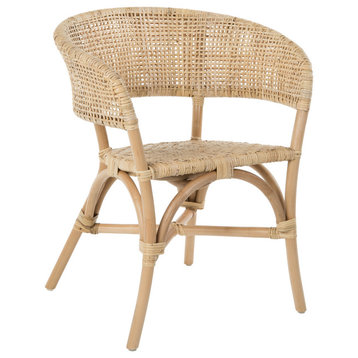 Rattan Cane Webbing Club and Dining Chair, Natural, Set of 2